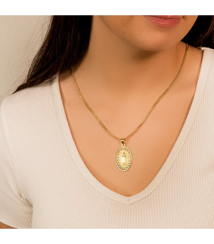 Guadalupe Mexique Or 18 K Entourée Oval 34 mm
