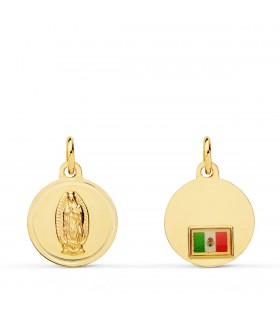 Medalla Guadalupe Bandera México Oro 18K 14mm Bisel - comprar joyas online