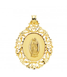 Medalla Cerco Virgen de Guadalupe México 18K 39mm - comprar joyas online