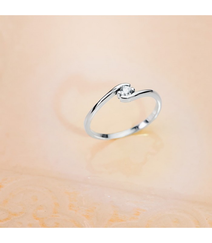 Anillo solitario Milanesse oro blanco 18 kilates. Joyería online, Alda Joyeros.