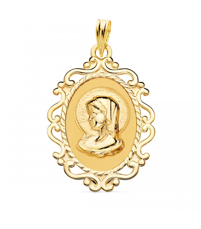 Virgen Niña Cerco Oro Amarillo 18K 31MM