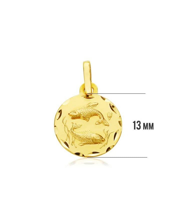 Pendentif Zodiaque Poisson sculpté 18 Carats 13mm