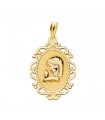 Virgen Niña Rezo Cerco Oro Amarillo 18K 23MM