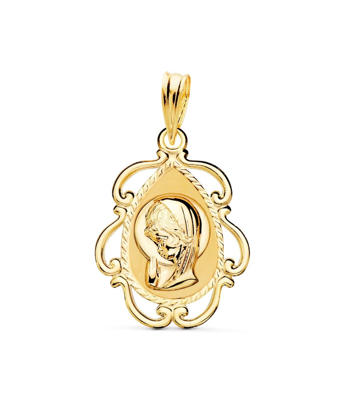 Medalla Marco Virgen Niña Oro 18K 22MM