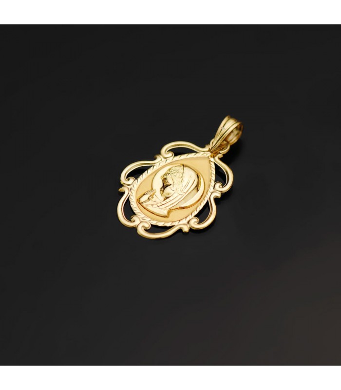 Medalla Marco Virgen Niña Oro 18K 22MM