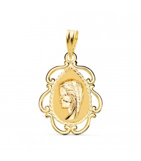 Medalla Virgen Niña Marco Oro 18K 22MM