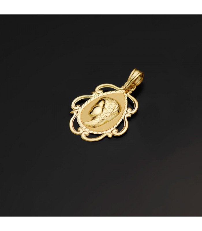 Medalla Virgen Niña Marco Oro 18K 22MM
