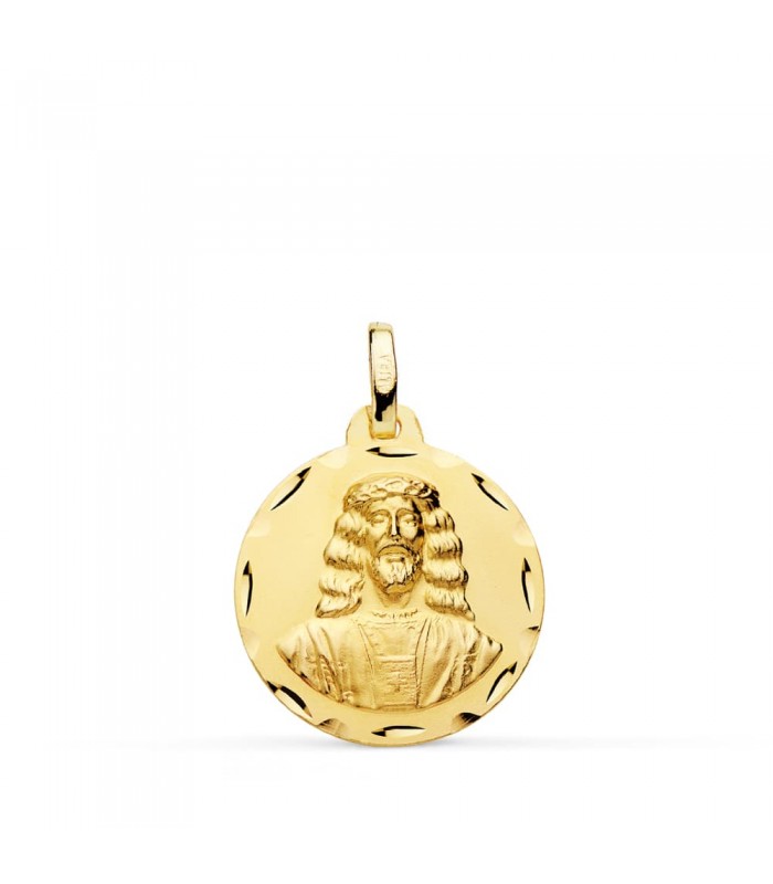 joyas online - Medalla Cristo Medinaceli Oro 18K 18mm Tallada - Colgante oro 18 kilates