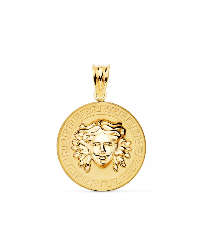 Medalla Medusa Oro 18K 20 mm Brillo | colgante personalizado con grabado laser