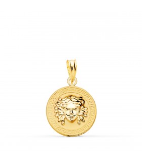 Medalla Medusa Oro 18K 15 mm Brillo | colgante personalizado con grabado laser