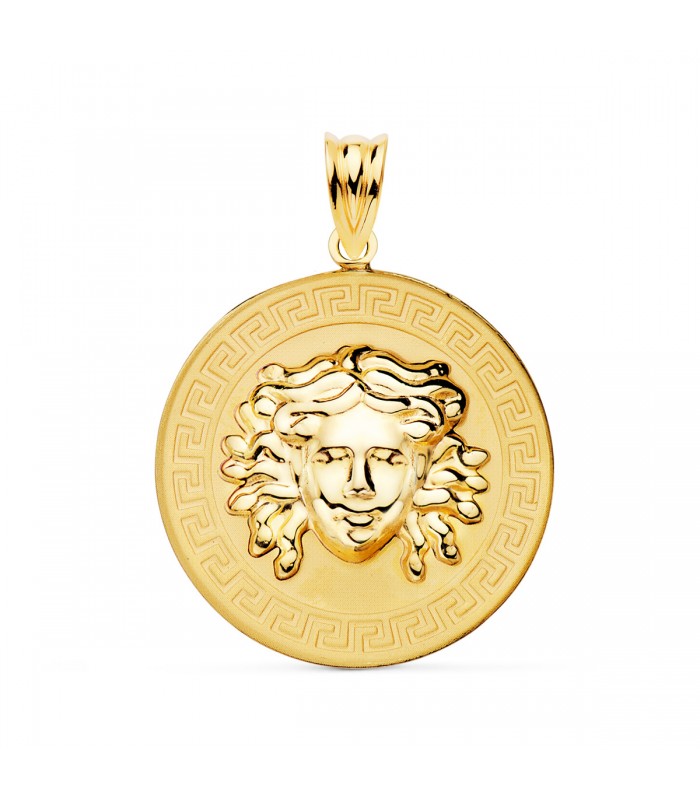 Medalla Medusa Oro 18K 25 mm Brillo | colgante personalizado con grabado laser