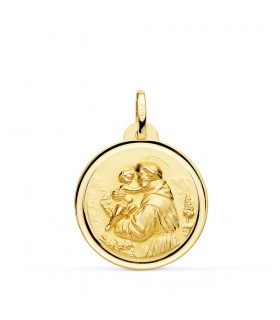 Medalla San Antonio Oro 18K 24mm Bisel - medalla religiosa