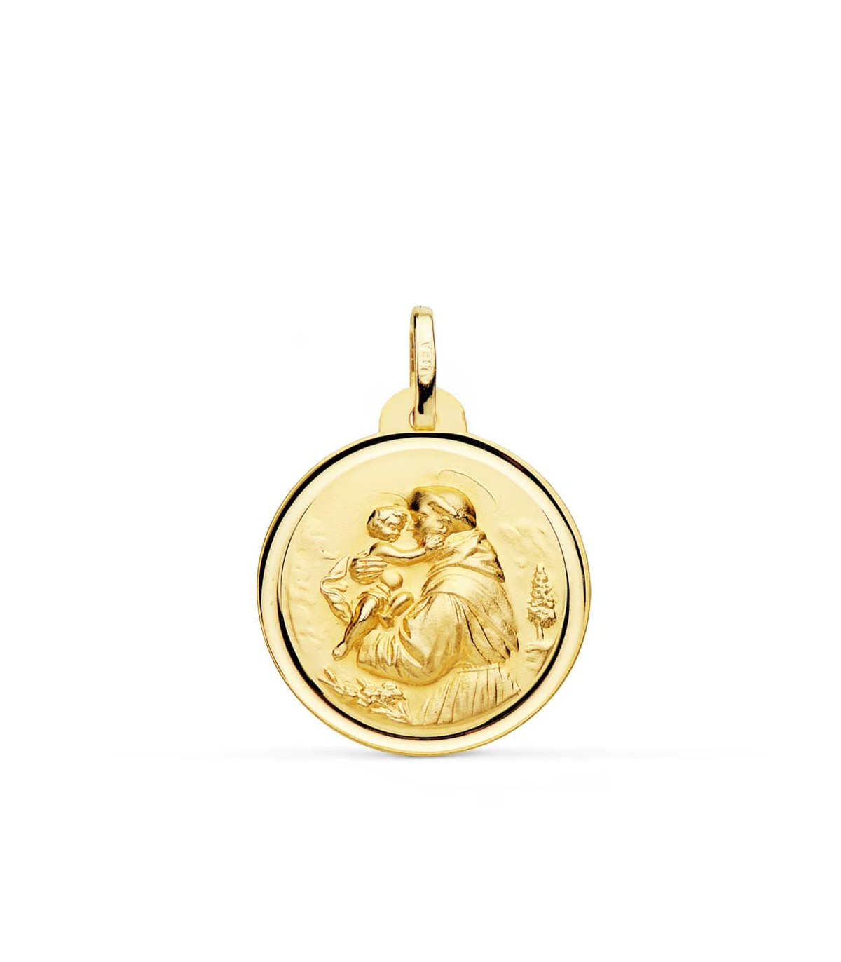 Médaille Saint Antoine 18 Carats Oro 18K 24mm Biseau - médaille chrétienne