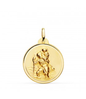 Medalla San Cristóbal Oro 18K 22mm Bisel