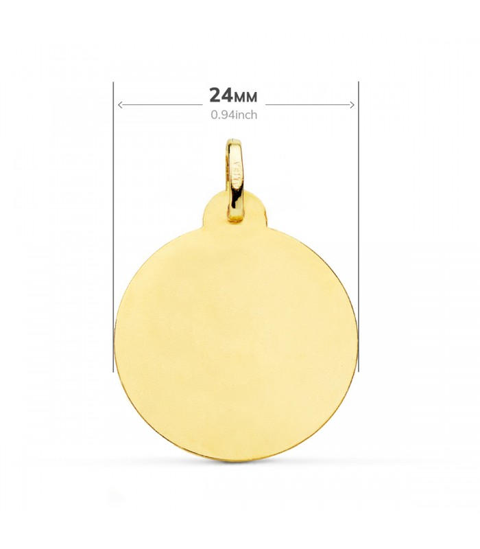 Retro ciondolo personalizzato, Medaglia San Giuseppe oro 18Kt 24mm bordo lucido