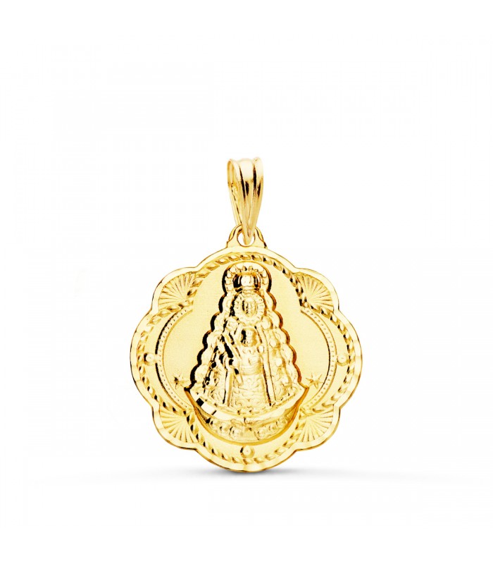 Medalla Virgen Rocío Oro 18K 22mm Pandereta