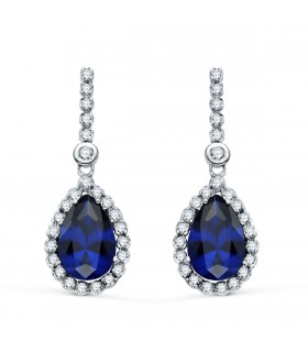 Pendientes Daphne Oro Blanco 18K Piedra Azul