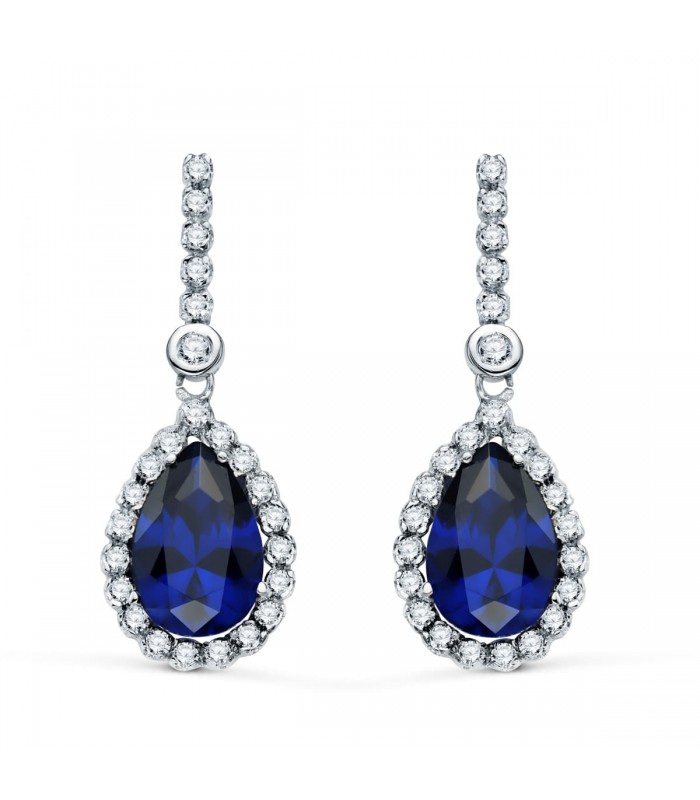 Boucles d'oreilles Daphne Or Blanc 18K Pierre Bleue