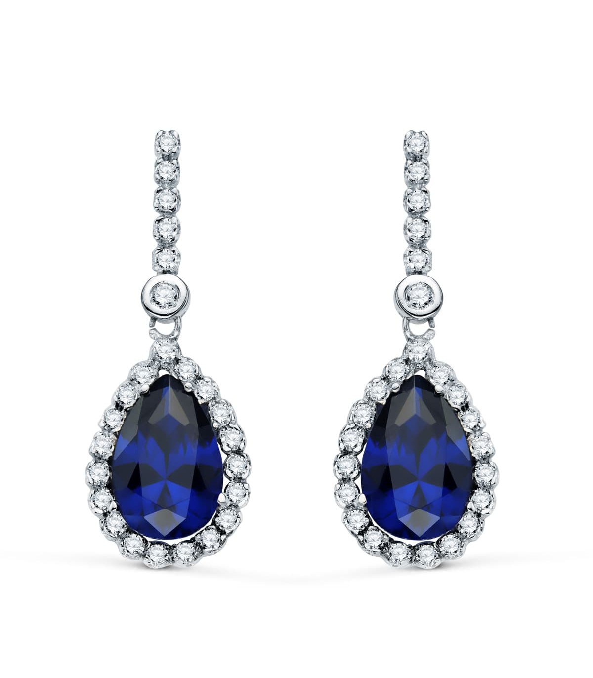 Boucles d'oreilles Daphne Or Blanc 18K Pierre Bleue