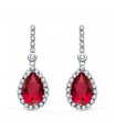 Boucles d'oreilles Daphne Or Blanc 18K Pierre Rouge