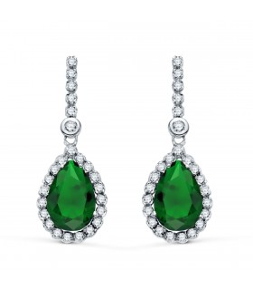 Pendientes Daphne Oro Blanco 18K Piedra Verde | pendientes de novia| comprar online joyas de oro