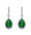 Boucles d'oreilles Daphne Or Blanc 18K Pierre Verte