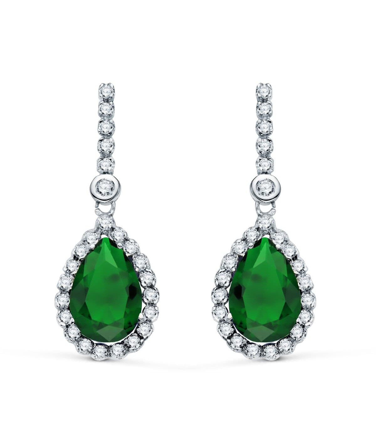Pendientes Daphne Oro Blanco 18K Piedra Verde | pendientes de novia| comprar online joyas de oro