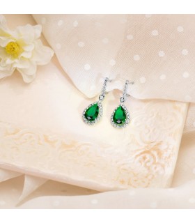 Pendientes Daphne Oro Blanco 18K Piedra Verde | pendientes de novia| comprar online joyas de oro