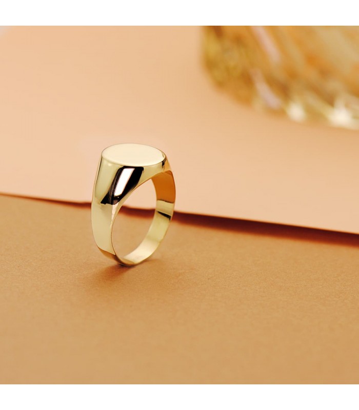 Bague Chevalière Or 18K Ovale - bague personnalisée - Chevalières femmes