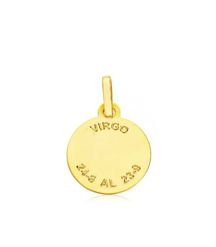 colgante horóscopo Virgo tallado 13mm medalla signo del zodiaco oro amarillo 18k
