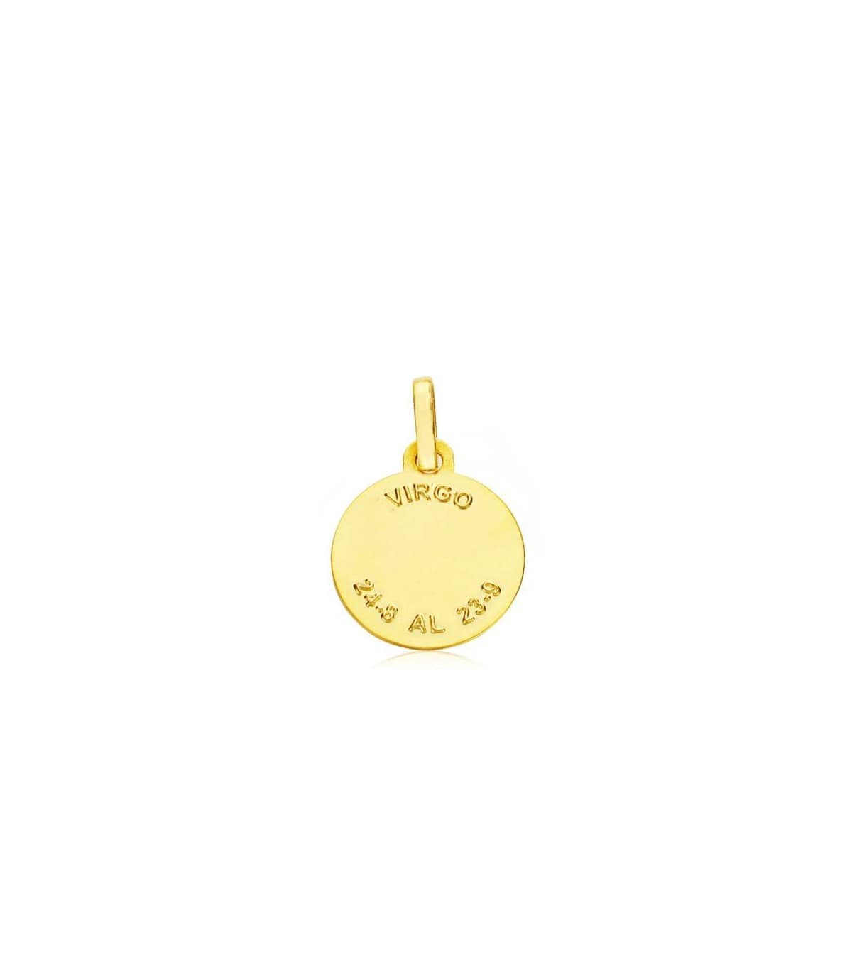 colgante horóscopo Virgo tallado 13mm medalla signo del zodiaco oro amarillo 18k