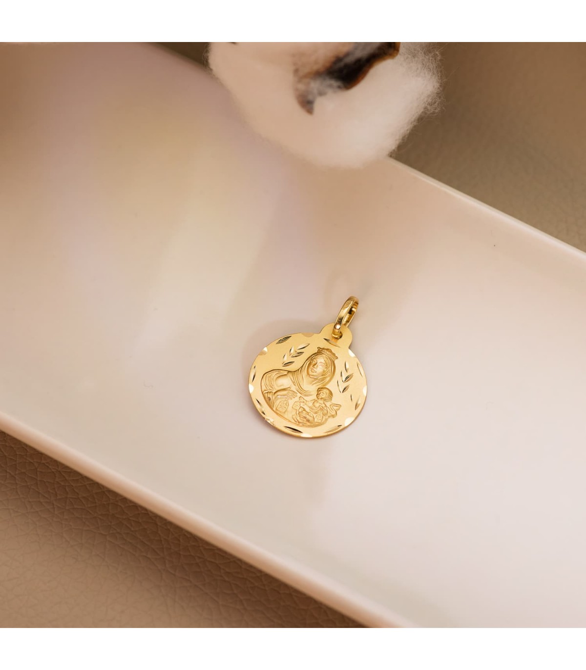 Escapulario Virgen del Carmen y Corazón de Jesús 18 K 20 MM
