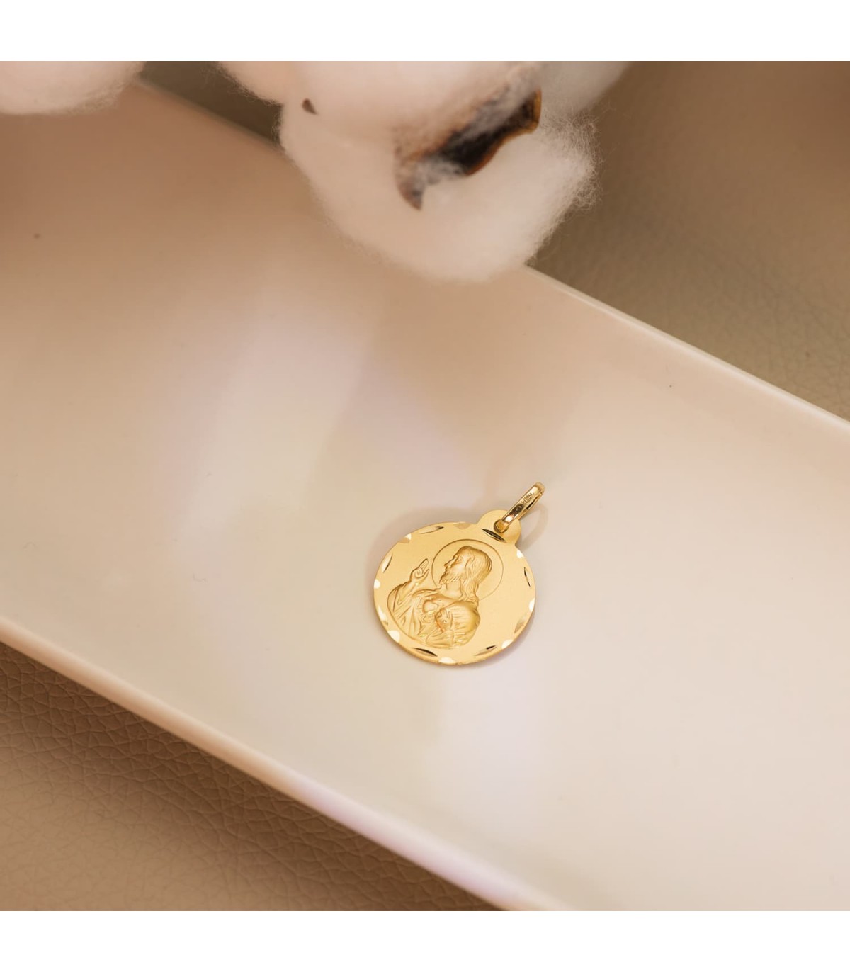 Escapulario Virgen del Carmen y Corazón de Jesús 18 K 20 MM