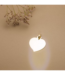 Pendente cuore a lastra oro giallo 18kt 28 mm
