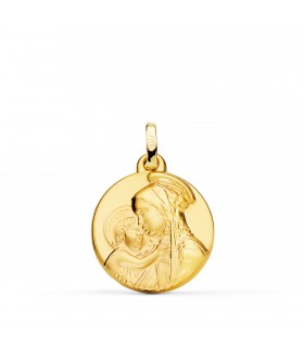 Medalla Virgen Divina Ternura Oro 18k 18mm Regalo joyas mujer para Navidad