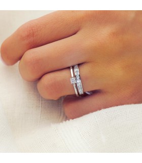Anillo compromiso mujer 0.100 quilates. Solitario Provenzze oro blanco. oro 18 kilates.