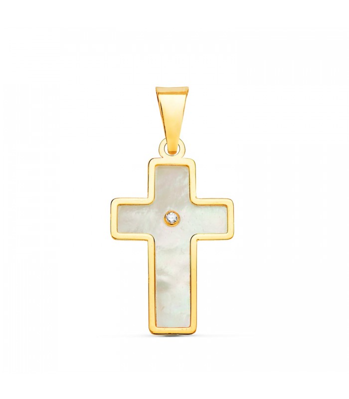 Croix nacre or jaune 18 K | Pendentifs croix baptême, communion ou confirmation