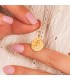 Ciondolo di San Cristoforo oro 18kt 14 mm, medaglia antica per battesimo e comunione.