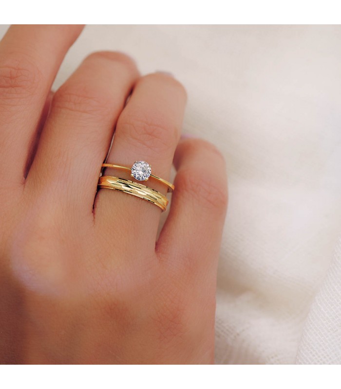 Anello di matrimonio Bari oro giallo 18Kt. Fede nuziale oro giallo. Alda Joyeros.