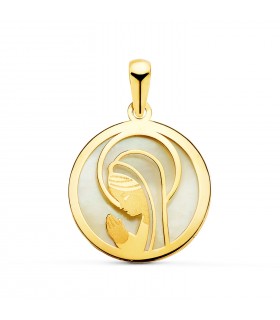 Colgante medalla virgen niña comunion oro 18 Kilates joya personalizada