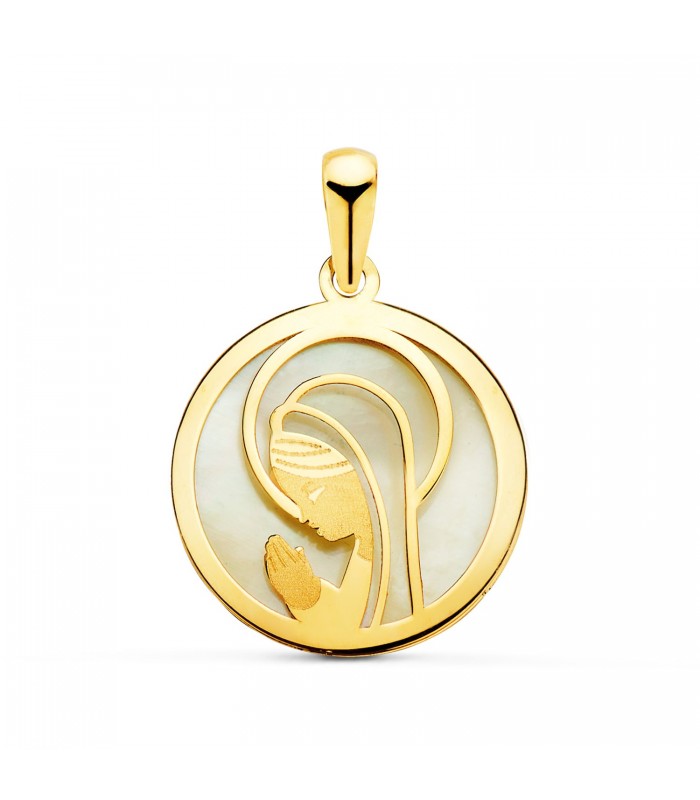 Colgante medalla virgen niña comunion oro 18 Kilates joya personalizada