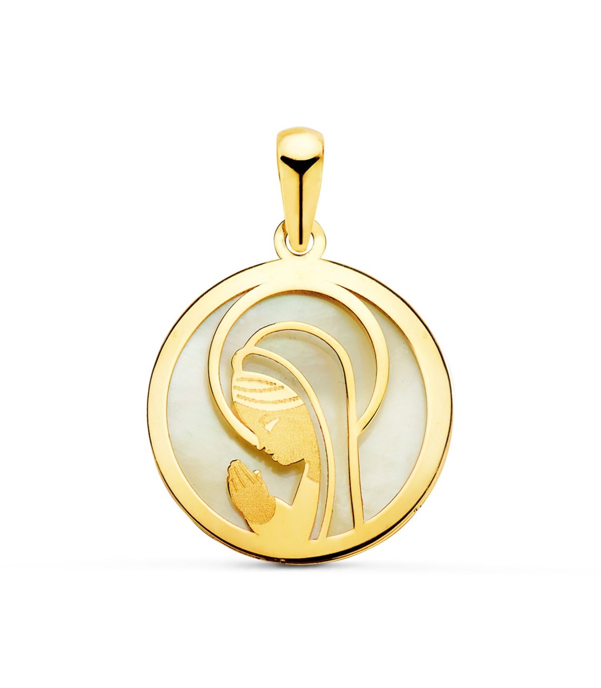 Colgante medalla virgen niña comunion oro 18 Kilates joya personalizada