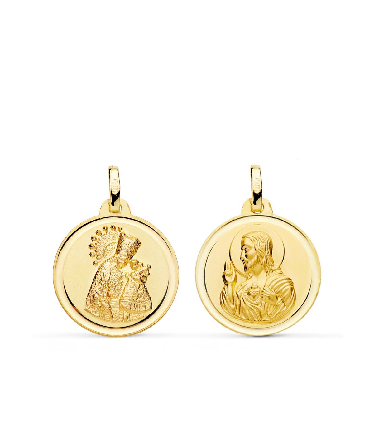 Medalla escapulario Virgen Desamparados y Corazón de Jesús 18mm Bisel - medallas religiosas católicas