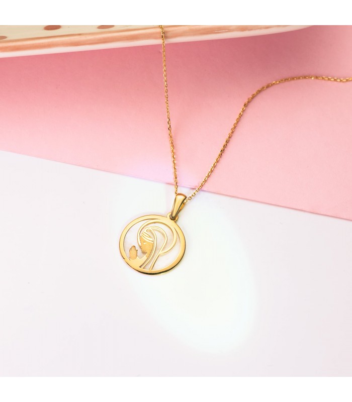 Colgante medalla virgen niña comunion oro 18 Kilates joya personalizada