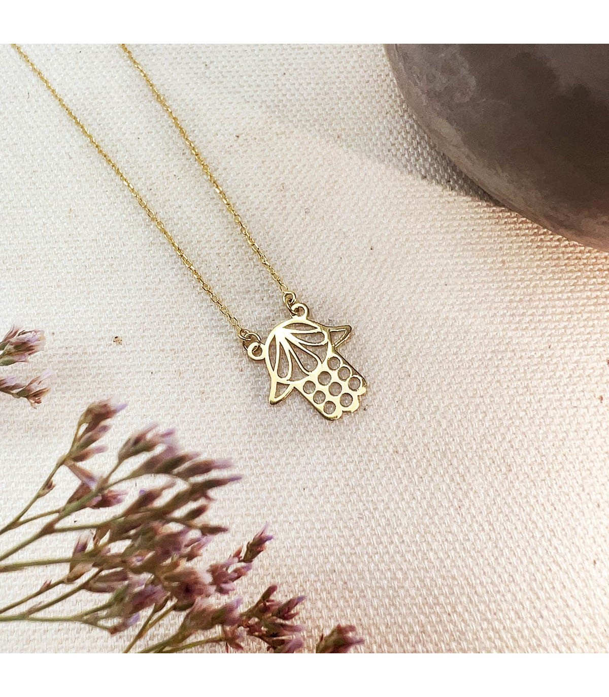 Collier En Cuir Main De Fatima (Hamsa) - Longueur Réglable 35-65 Cm - Fabriqué à La Main En Allemagne - Neuf Avec Emballage