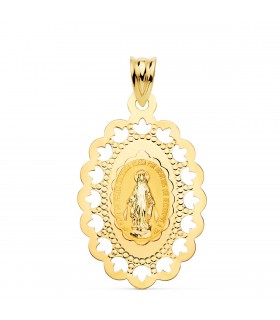Medalla Milagrosa Oro 18K Cerco Calado 30 mm - virgen milagrosa - medallas religiosas