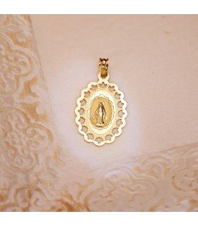 Medalla Milagrosa Oro 18K Cerco Calado 30 mm - virgen milagrosa - medallas religiosas