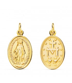 Medalla Oval Virgen Milagrosa Oro 18K 20mm - escapulario virgen milagrosa - medallas religiosas