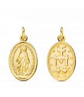 Wundertätige Medaille, oval, 20 mm, 750 Gold | Religiöser Anhänger mit Jungfrau 18K