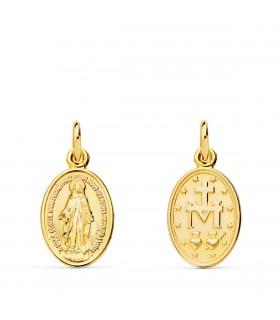 Wundertätige Medaille, oval, 14 mm, 750 Gold | Religiöser Anhänger mit Jungfrau 18K